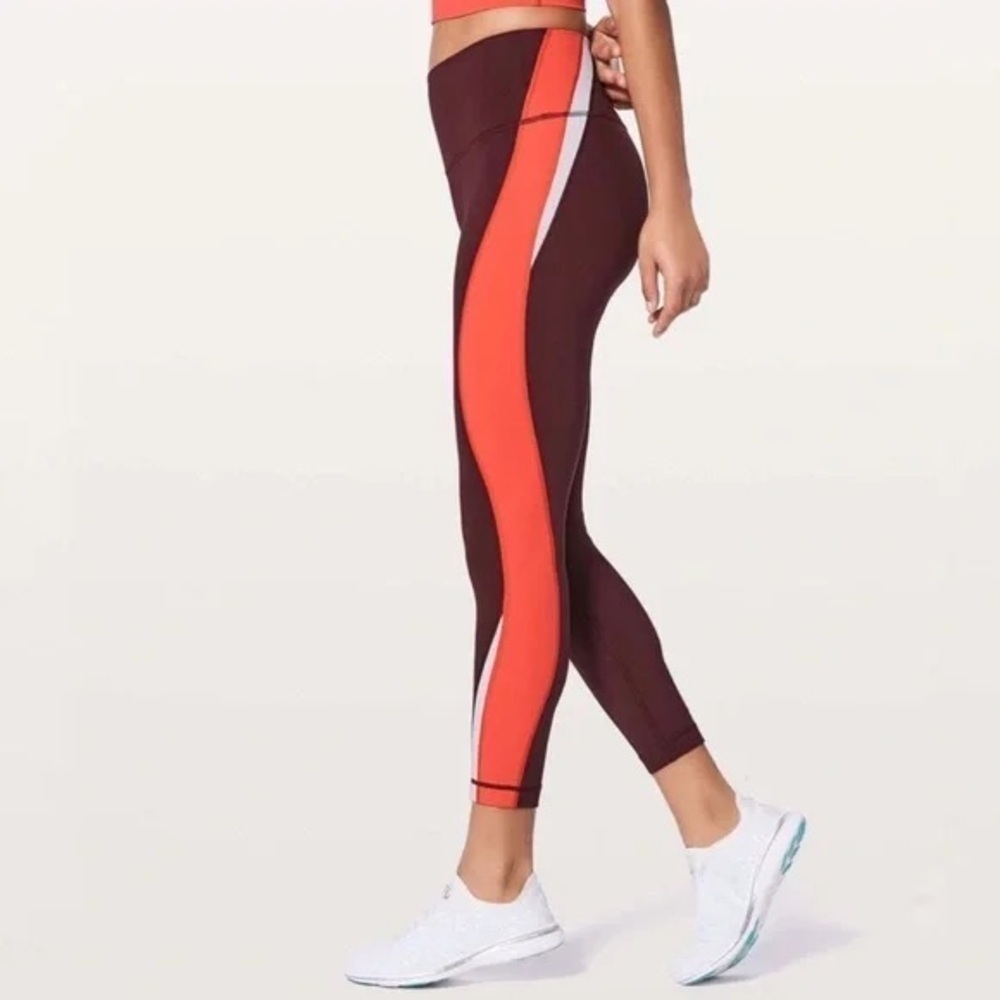 Lululemon Kick Serve Tight 25 Inch Bordeaux Flame White Size 4